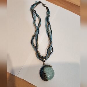 Elegant Blue and Gold Beaded Necklace